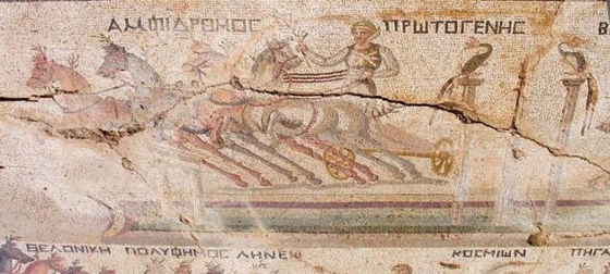 На Кипре обнаружена древняя мозаика, изображающая гонки на колесницах